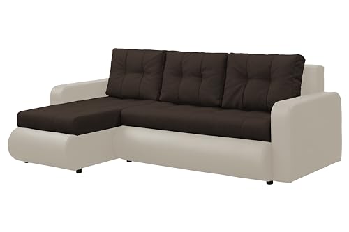 FORNIRO 24 Fabio Ecksofa mit Schlaffunktion und Bettkasten - Sofa mit 3 Sitzen Überzug - Schlafcouch L-Form Universal - Modern Couch - 226x143x83 cm - Braun-Beige FORNIRO 24 Fabio Ecksofa mit Schlaffunktion und Bettkasten - Sofa mit 3 Sitzen Überzug - Schlafcouch L-Form Universal - Modern Couch - 226x143x83 cm - Braun-Beige von FORNIRO 24