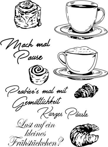 Transparente Stempel zur Kartenherstellung, 11 x 16 cm, Brot und Kaffee, transparenter Silikonstempel für Fotoalbum-Dekoration von FOSANGPUSHI