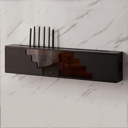 WiFi-Router-Aufbewahrungsbox, Wandmontierte Aufbewahrungsbox für Kabellose WLAN-Router, Kabelaufbewahrungsbox aus Holz+Glas, Hängende Power-Decor-Halterungsbox für Den Wohnraum ( Color : Negro , Size von FQWYNMZ