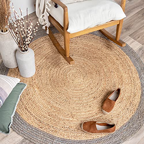 FRAAI Jute Teppich Rund - Fair Natur Grau Ø 140cm - Jute - Flachgewebe - Einfarbig - Boho, Modern - Wohnzimmer, Esszimmer, Schlafzimmer - Carpet von FRAAI | Home & Living