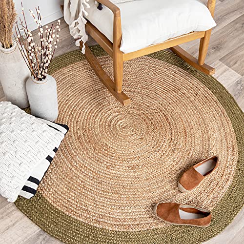 FRAAI Jute Teppich Rund - Fair Natur Grün Ø 140cm - Jute - Flachgewebe - Einfarbig - Boho, Modern - Wohnzimmer, Esszimmer, Schlafzimmer - Carpet von FRAAI | Home & Living