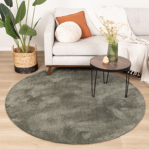 FRAAI Waschbarer Teppich Rund - Clean Grün Ø 240cm - Polyester - Kurzflor - Einfarbig - waschbar in Waschmaschine - Modern - Wohnzimmer, Esszimmer, Schlafzimmer - Carpet von FRAAI | Home & Living