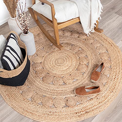 FRAAI Jute Teppich Rund - Fair Sun Natur Ø 120cm - Jute - Flachgewebe - Einfarbig - Boho, Modern - Wohnzimmer, Esszimmer, Schlafzimmer - Carpet von FRAAI | Home & Living