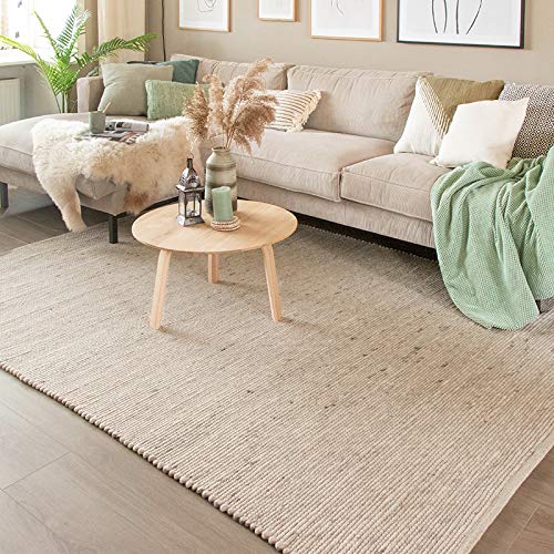 FRAAI Wollteppich - Wise Weiß Natur 607 140x200cm - Wolle - Flachgewebe - Einfarbig - Skandinavisch - Wohnzimmer, Esszimmer, Schlafzimmer - Carpet von FRAAI | Home & Living