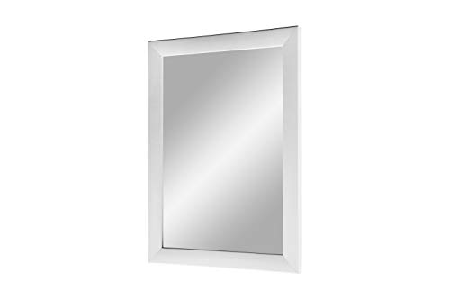 FRAMO Trend 35 - Wandspiegel 35x85 cm mit Rahmen (Weiss matt), Spiegel nach Maß mit 35 mm breiter MDF-Holzleiste - Maßgefertigter Spiegelrahmen inkl. Spiegel und Stabiler Rückwand mit Aufhängern von FRAMO