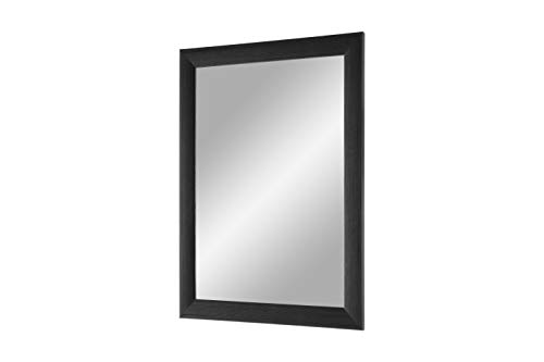 FRAMO Trend 35 - Wandspiegel 50x65 cm mit Rahmen (Kiefer schwarz), Spiegel nach Maß mit 35 mm breiter MDF-Holzleiste - Maßgefertigter Spiegelrahmen inkl. Spiegel und Stabiler Rückwand mit Aufhängern von FRAMO