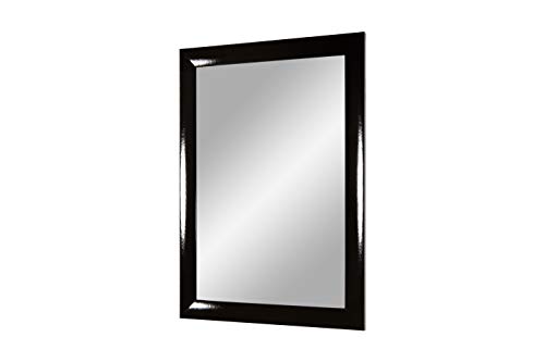 Trend 35 - Wandspiegel 50x70 cm mit Rahmen (Schwarz hochglanz), Spiegel nach Maß mit 35 mm breiter MDF-Holzleiste - Maßgefertigter Spiegelrahmen inkl. Spiegel und stabiler Rückwand mit Aufhängern von FRAMO