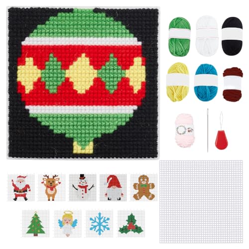 FREEBLOSS 10 Set DIY Weihnachten Untersetzer Plastic Canvas Sheets Kunststoff Mesh Leinwand Kunststoff Kreuzstich Meshstoff Nähprojekte für Anfänger Kreuzstich Stoff Set für Stickerei Basteln von FREEBLOSS