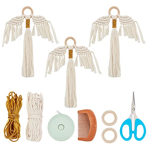 FREEBLOSS 3 Satz DIY Makramee Engel Kit Makramee Engel hängende Ornament Boho Makramee Wandbehang Dekor Makramee DIY Kit Geschenk für Mama Mädchen von FREEBLOSS