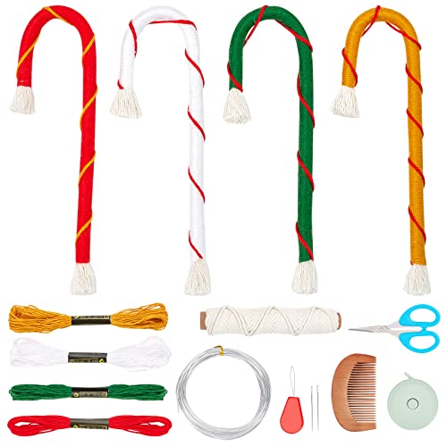 FREEBLOSS 8 Set DIY Makramee Zuckerstange Weihnachten Makramee Kit für Anfänger Weihnachtsbaum hängende Ornamente für Urlaub Wandbehang von FREEBLOSS