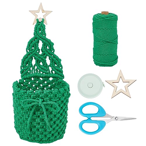 FREEBLOSS Makramee Weihnachtsbaum Korb Boho-Deko Weihnachten Makramee Lagerung Ornament Weihnachtsbaum Ornamente Korbflecht-Kit Makramee-Kit für Anfänger von FREEBLOSS