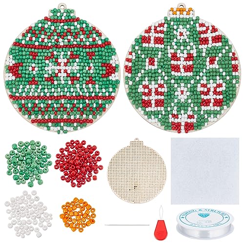 FREEBLOSS Stickerei Set Perlenstickerei Embroidery Kit Cross Stitch Set Weihnachtskugel Stil Kreuzstich Set Anfänger Stickerei Starter Kit von FREEBLOSS