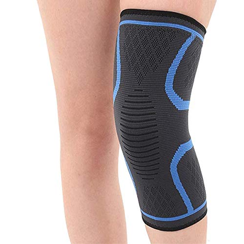 FREEMASTER Knie Bandagen Knieschoner Elastisch Sport Atmungsaktiv Kniegelenk Kompression (Blau, L) von FREEMASTER