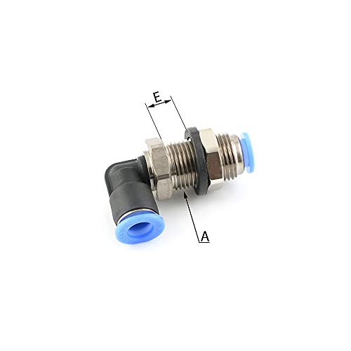 IQS Mini Winkel-Schott-Steckverbindungen, Pneumatik Steckverschraubung, Steckverbinder (A: M 8 x 0,75 - ØD: 3 mm) von fittingstore
