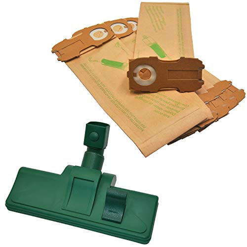 Spar Set 30 Staubsaugerbeutel aus mehrlagigem, ungebleichten Spezialpapier UND Bodendüse umschaltbar, mit Rollen geeignet für Vorwerk Kobold VK 118 119 120 121 122 VK118 VK119 VK120 VK121 VK122 von FSProdukte