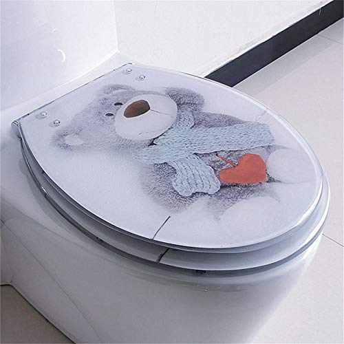 FTYYSWL Toilettensitze, aus Kunstharz, antibakterielles Material, Absenkautomatik, Schnellverschluss, verstellbare Edelstahl-Scharniere, WC-Deckel, Grizzly Bear von FTYYSWL