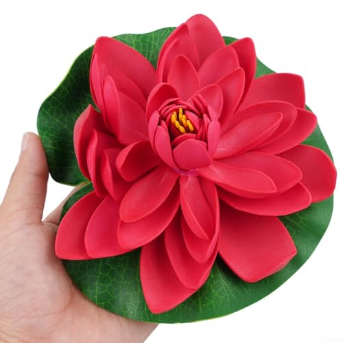 Künstliche Seerose, schwimmende Lotusblüte für Aquarien, Teich und Aquarium, 18 cm, Rot Künstliche Seerose, schwimmende Lotusblüte für Aquarien, Teich und Aquarium, 18 cm, Rot von FUBESK