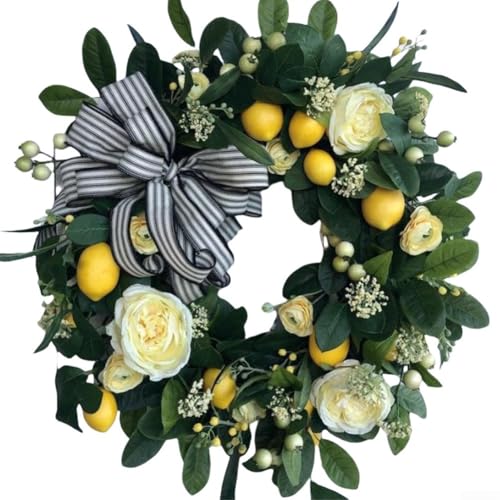 Schöner gelber Rosen-Zitronenkranz für Zuhause, Büro und saisonale Displays Schöner gelber Rosen-Zitronenkranz für Zuhause, Büro und saisonale Displays von FUBESK