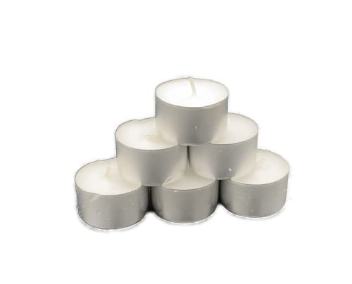 Teelichter in Premium Qualität mit 4 Stunden Brenndauer - Teelicht - Kerzen in Weiß mit Silberschale für Windlichter, die Gastro/Gastronomie & Weihnachten Kerzenlicht Lichterglanz (100) von FÜNDIG