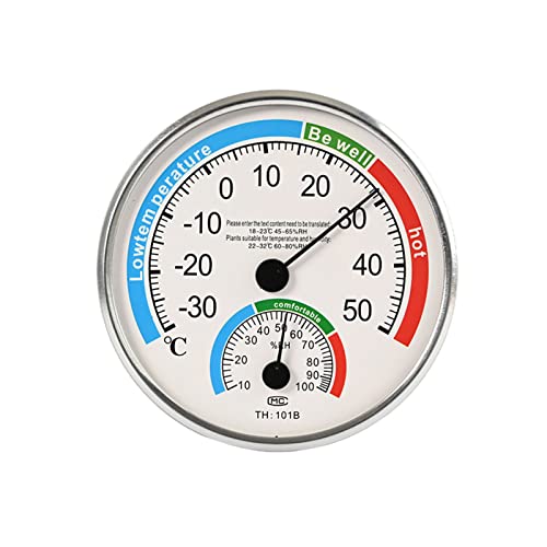 Thermometer Hygrometer Innen Analog, Raumthermometer Analog Luftfeuchtigkeitsmesser Innen, Raumtemperatur Messgerät, Thermometer für Indoor Outdoor Kontrolle von Temperatur Luftfeuchtigkeit, 1pcs von FUFRE