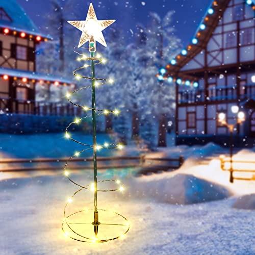 Weihnachtsbeleuchtung Außen Solar LED Stern Weihnachten Deko, Weihnachtsbaum Beleuchtung Außen Solar Weihnachtsbeleuchtung Außen Weihnachtsdeko, Weihnachten Solar Lampen für Garten Balkon (Gelb) von FUFRE