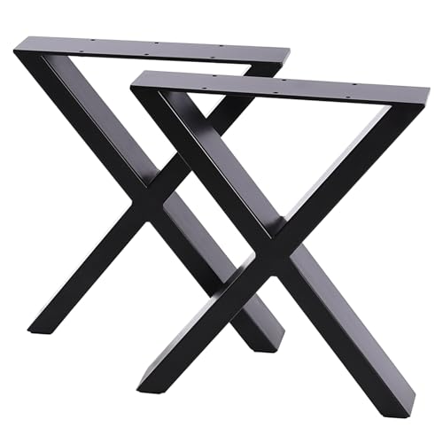 FUKEA Tischbeine Metall 2 Stück X Form Tischfüße Schwarz Tischgestell DIY Möbelfüße für Schreibtisch Couchtisch Esstisch Sitzbank B35 x H40 cm von FUKEA