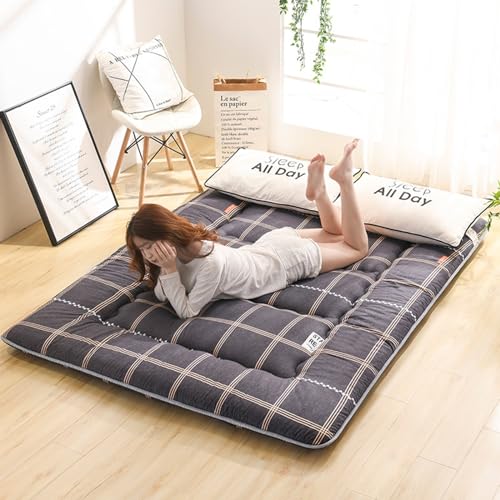 FUNEAER Japanische Futon Matratze verdicken Zusammenklappbare Roll Up Futon Matratze Tatami Matte Isomatte Bodenliege Kissen Bett Tragbare Campingbett(Color:,Size:1.0mx2.0m) von FUNEAER