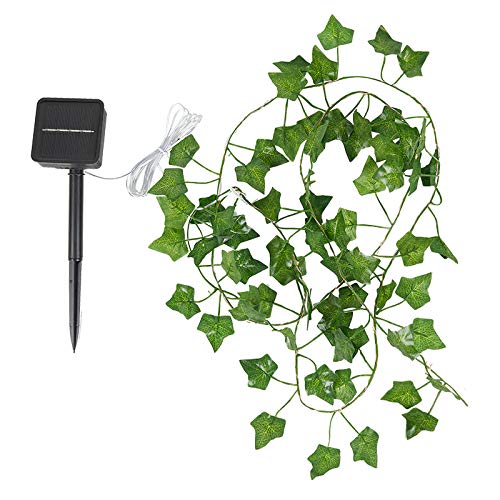 FUOBECIE Solar-LED-Lichterkette, künstliche Efeublätter, Lampe, gefälschte Efeu-Girlande, Ranken, 8 Modi, wasserdicht, solarbetrieben, Ahornblätter für Garten, Terrasse, Tor, Hof, Party (5 m) von FUOBECIE