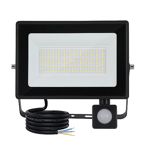 FUPE LED Strahler mit Bewegungsmelder Außen,50W Strahler mit Bewegungsmelder Aussen 5000LM Led Scheinwerfer mit Bewegungsmelder 6500K Kaltweiß IP65 Wasserdicht Led Fluter für Garten Garage Hinterhof von FUPE