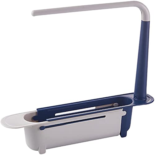 FUWIND Teleskop SpüLen Aufbewahrung Regal, Verstellbarer SpüLen Organizer Regal Trocknung Halter Stand BehäLter Tablett für die KüChe Blau von FUWIND