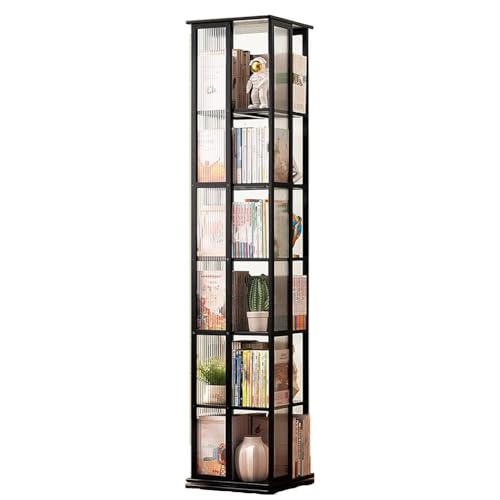 FUYAO Drehbares Bücherregal, um 360 ° drehbarer Bücherregal-Turm, platzsparender Bücherregal-Organizer, bodenstehendes Bücherregal, Aufbewahrungsregal, Eck-Bücherregal für von FUYAO