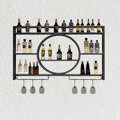 FUYAO Metall-Weinregal zur Wandmontage, Küchenaufbewahrung mit Weinglashalter, Barregale für die Wand, Weinflaschenhalter, Likörflaschen-Ausstellungsregal, Bar-Wanddekoration von FUYAO