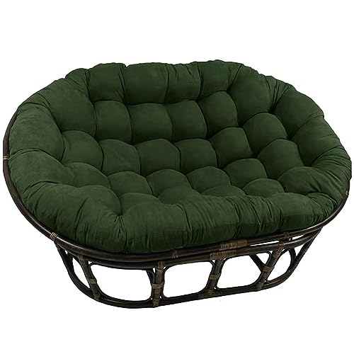 Nur Doppel Papasan Stuhl Kissen, 67x47inch Runde Thicken Colorfast Rattan Wicker Ei Schaukel Stuhl Kissen Für Innen/Im Freien Pet Floor Kissen Meditation Kissen(Color:Dark Green) von FUYAO