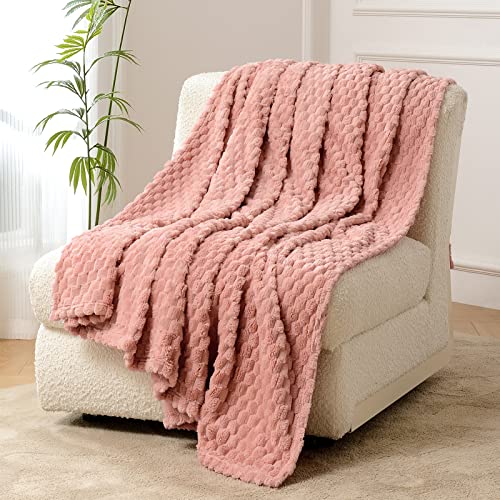 FY FIBER HOUSE Fleece Kuscheldecken, extra weiche Flauschige Decken, leichte, gemütliche Mikrofaser Sofadecke/Wolldecke für Büro, Sessel und Camping, 150x200cm, Rosa von FY FIBER HOUSE