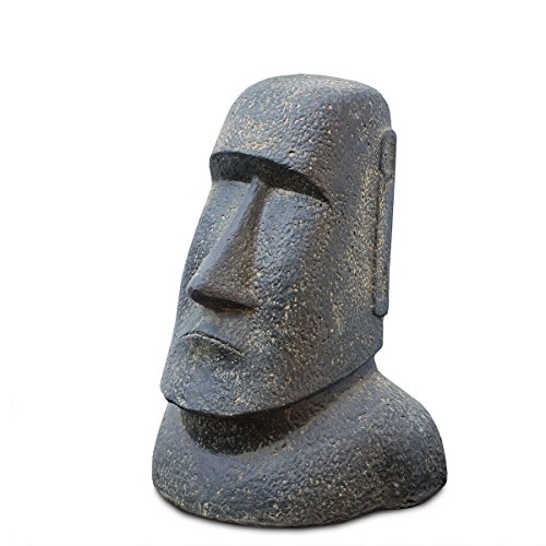 Moai Rapa-Nui Statue ca. 40 cm aus Lavasand Osterinsel-Figur Garten Deko Kopf Stein Grau von FaHome