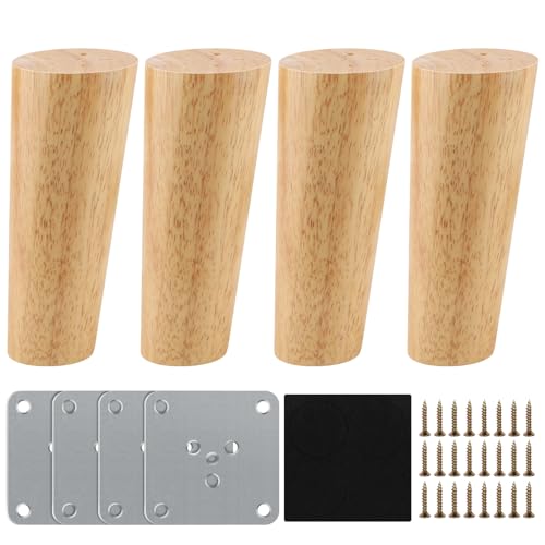 Holz Tischbeine, 12 cm Holz Tischbeine,4 Stück Ersatz Sofafüße Massivholz Konisch Möbelfüße Sockelfüße Tischfuß Aus Eiche, Möbelbeine mit Montageplatten & Schrauben für Sofa Bett Schrank Couch Stuhl Holz Tischbeine, 12 cm Holz Tischbeine,4 Stück Ersatz Sofafüße Massivholz Konisch Möbelfüße Sockelfüße Tischfuß Aus Eiche, Möbelbeine mit Montageplatten & Schrauben für Sofa Bett Schrank Couch Stuhl von Fabaoday