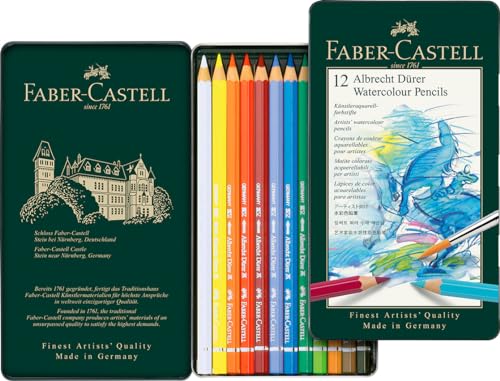 Faber-Castell 117512 - Aquarellstifte Albrecht Dürer, 12-teiliges Buntstifte Set, bruchsicher, vollständig wasservermalbar von Faber-Castell