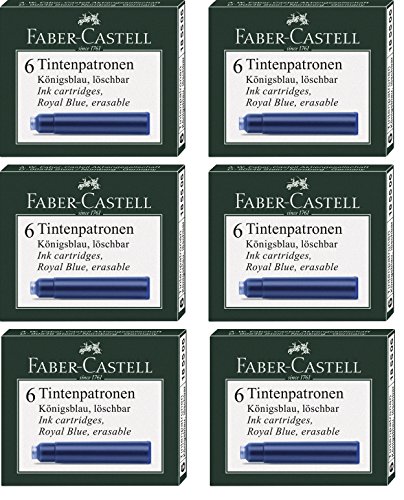 Faber-Castell Tintenpatronen Standard, 6 Stück in Faltschachtel (6 Packungen, königsblau) von Faber-Castell