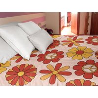 70Er Jahre Hippie Stil Bettbezug, Retro Floral Abstrakte Geschenk Zur Wohnungserwärmung, Neues Zuhause von Fablifee