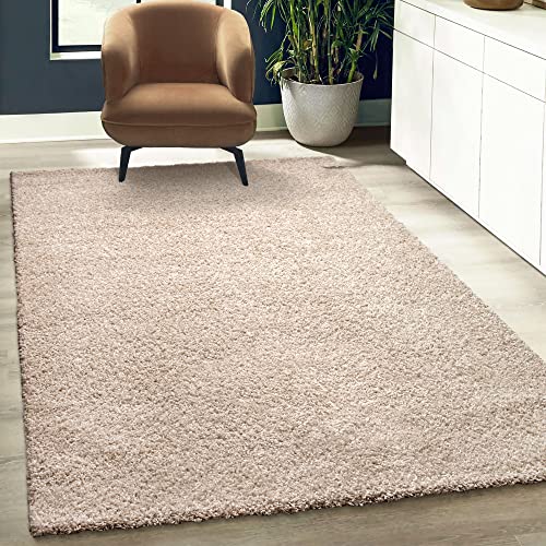 Fabrica Home Teppiche für Wohnzimmer - Solid Color Shaggy Teppich, Modern Flächenteppich - Beige, 80x150 cm von Fabrica Home