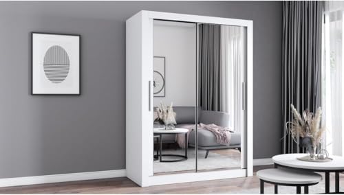 Fabryka Mebli Idźczak Kleiderschrank mit Spiegel - Schwebetürenschrank - Schlafzimmerschrank - 64 x 150 x 215 cm - Wohnzimmerschrank - Garderobenschrank, weißer Schrank mit Zwei Türen, modern Fabryka Mebli Idźczak Kleiderschrank mit Spiegel - Schwebetürenschrank - Schlafzimmerschrank - 64 x 150 x 215 cm - Wohnzimmerschrank - Garderobenschrank, weißer Schrank mit Zwei Türen, modern von Fabryka Mebli Idźczak