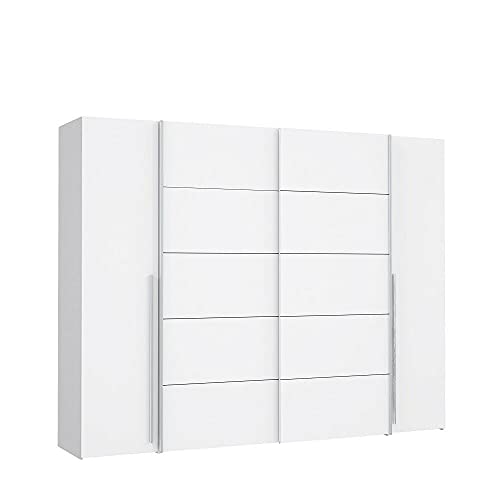 Fabryki Kleiderschrank Narago Weiß 2 Schwebetüren 2 Drehtüren 8 Böden MDF Schrank Fabryki Kleiderschrank Narago Weiß 2 Schwebetüren 2 Drehtüren 8 Böden MDF Schrank von Fabryki