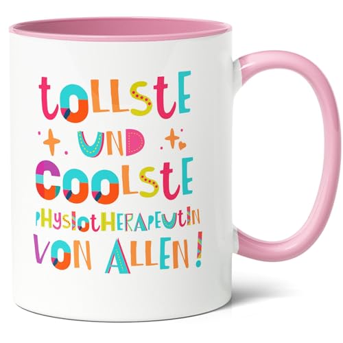 Coolste Physiotherapeutin Geschenk Kaffee-Tasse (330ml) - Geschenkidee für Freundin, Kollegin zum Physiotherapie Abschluss, Geburtstag - Keramik (Rosa) von Facepot