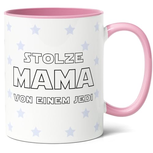 Facepot Star Wars Jedi Mutter Geschenk - Stolze Mama einer Jedi Keramik Tasse (330ml) - Ideal für Muttertag, Geburtstag, Weihnachten - Tolles Präsent für Sci-Fi liebende Mütter (Rosa) von Facepot