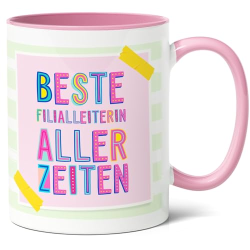 Filialleiterin Geschenk Kaffee-Tasse (330ml) - Idee für beste Chefin zum Jubiläum, Mitarbeiter Anerkennung oder Firmenfeier - Beste Filialleiterin aller Zeiten - Keramik (Rosa) von Facepot