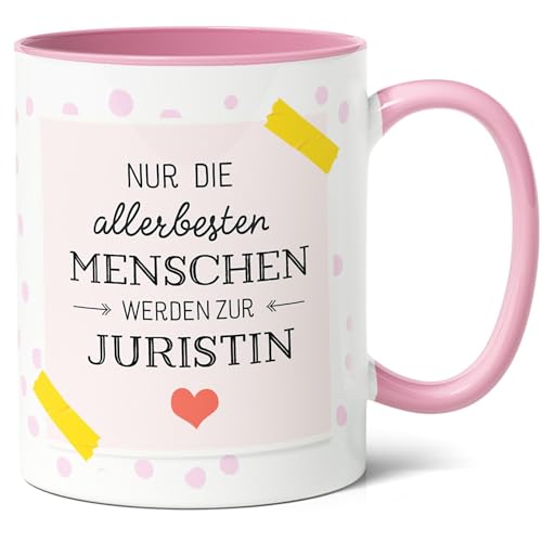 Juristin Geschenk Kaffee-Tasse (330ml) - Abschluss Präsent für Freundin, Kollegin zum Jurastudium, Bestandene Prüfung, Jura Promotion - Die Allerbesten Menschen werden Juristin - Keramik (Rosa) von Facepot