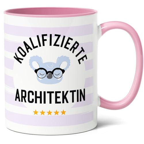 Koalifizierte Architektin Geschenk Kaffee-Tasse (330ml) - Geschenk für Architektur Absolventin, Freundin, Kollegin zum Abschluss - Keramik (Rosa) von Facepot