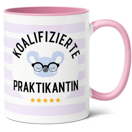 Koalifizierte Praktikantin Geschenk Kaffee-Tasse (330ml) - Abschlussgeschenk für Praktikantin, Schwester, Tochter - Prüfung, Abitur-Feier - Keramik (Rosa) von Facepot