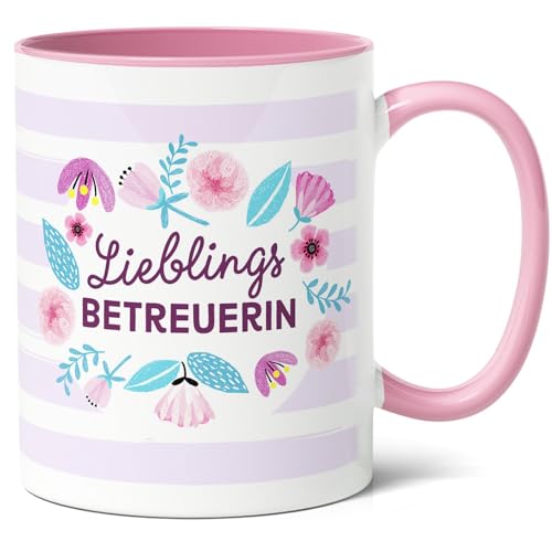 Lieblingsbetreuerin Geschenk Kaffee-Tasse (330ml) - Für Geburtstag, Abschied - Idee für beste Betreuerin, Schwester, Kollegen - Keramik (Rosa) von Facepot