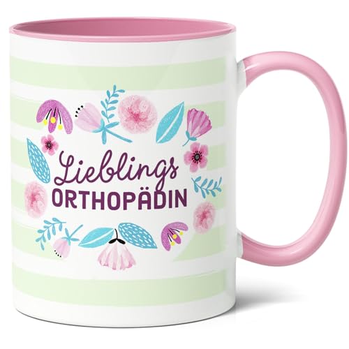 Lieblingsorthopädin Geschenk Kaffee-Tasse (330ml) - Geschenkidee für Geburtstag, Praxisjubiläum, Danke an Knochenspezialistin, Freundin, Kollegin - Keramik (Rosa) von Facepot